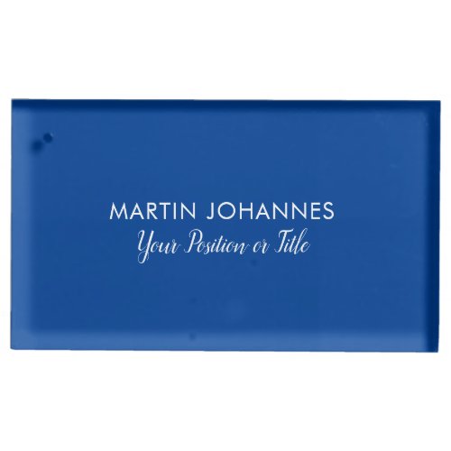 Modern Elegant Plain Stylish Blue Minimalist Place Card Holder