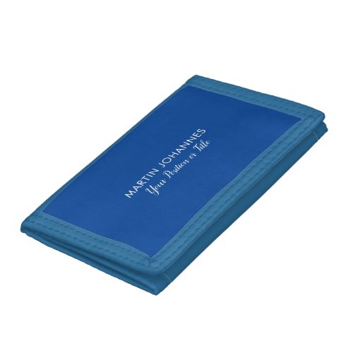 Modern Elegant Plain Stylish Blue Minimalist Trifold Wallet