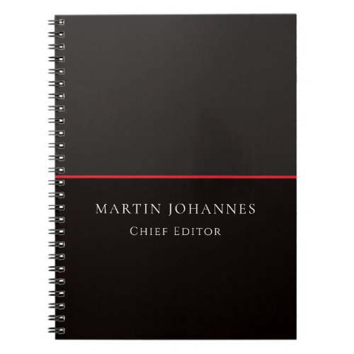 Modern Elegant Plain Stylish Grey Black Minimalist Notebook
