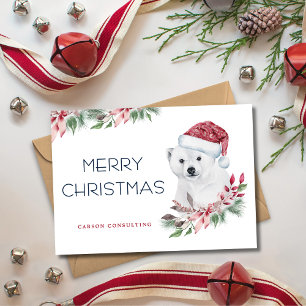 Modern Elegant Polar Bear Merry Christmas Business Holiday Card
