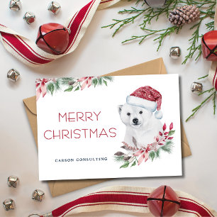 Modern Elegant Polar Bear Merry Christmas Business Holiday Card