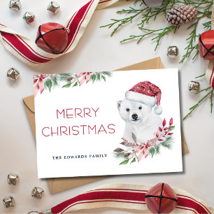 Modern Elegant Polar Bear Merry Christmas  Holiday Card