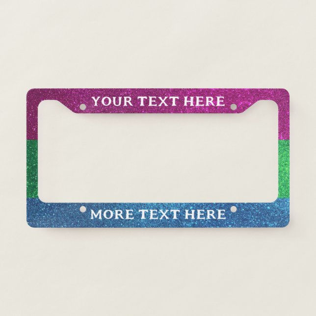 Modern Elegant Polysexual Glitter Slogan Auto License Plate Frame (Front)