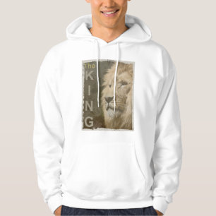 Modern Elegant Pop Art Lion Head Men's Basic White Hoodie