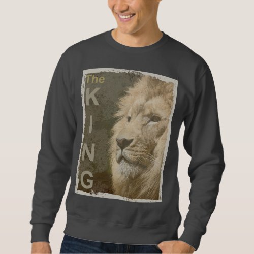 Modern Elegant Pop Art Lion Head The King Mens Sweatshirt
