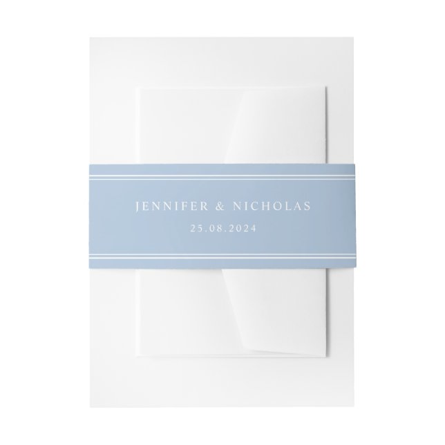 Modern Elegant Powder Blue Wedding Invitation Belly Band (Front Example)
