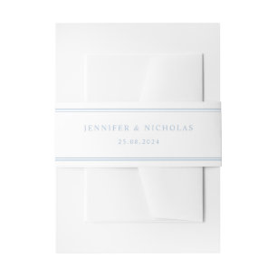 Modern Elegant Powder Blue Wedding Invitation Belly Band