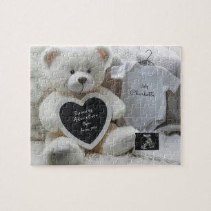 Modern Elegant Pregnancy Announcement Jigsaw Puzzle