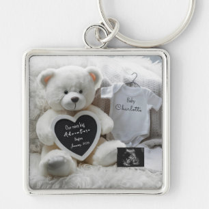 Modern Elegant Pregnancy Announcement Keepsake  Keychain