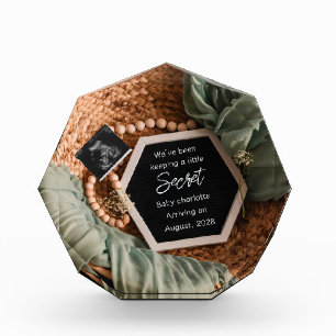 Modern Elegant Pregnancy Announcement keepsake Photo Block