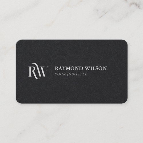 Modern Elegant Premium Black and White Monogrammed Business Card
