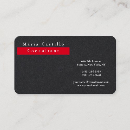 Modern Elegant Premium Black Red Minimalist Business Card