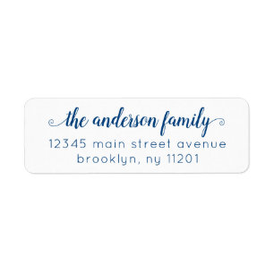 Modern Elegant Preppy Navy Blue Script Family Label