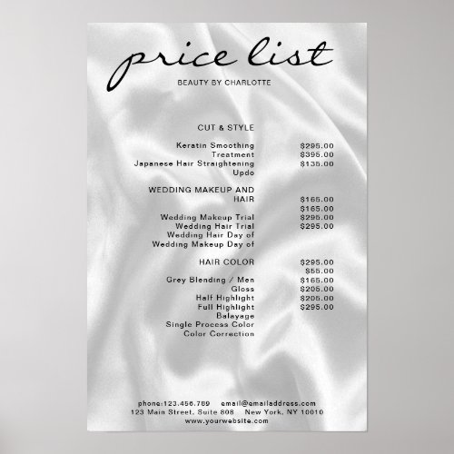 Modern Elegant Price List Poster
