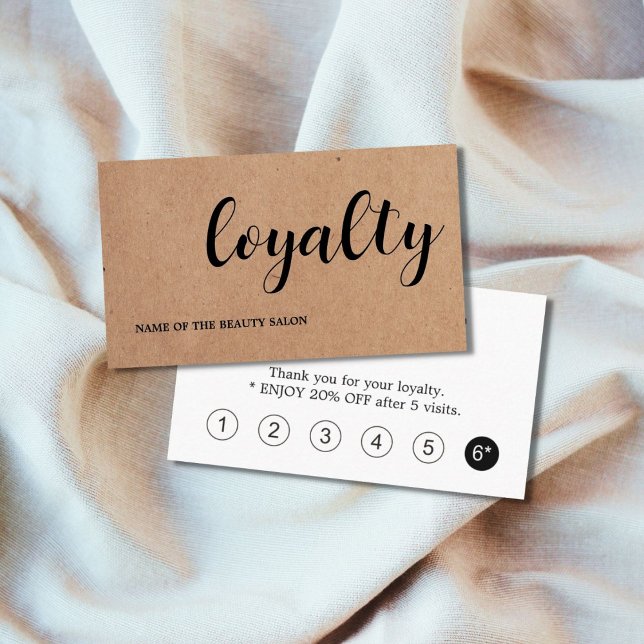 Modern Elegant Printed Kraft Beauty Loyalty Card (Creator Uploaded)