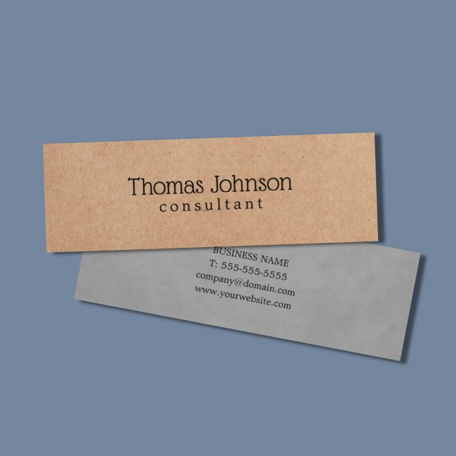 Modern Elegant PRINTED Kraft Grey Consultant Mini Business Card (Creator Uploaded)