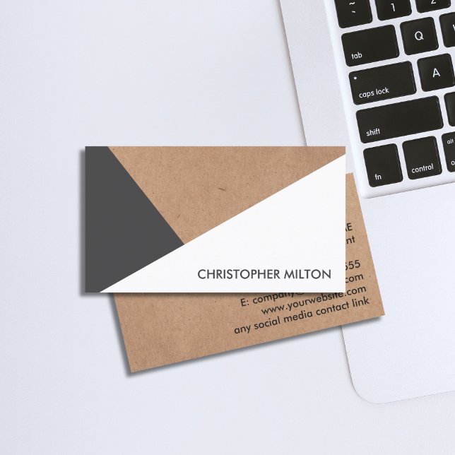 Modern Elegant Printed Kraft Paper Geometric Business Card (Creator Uploaded)