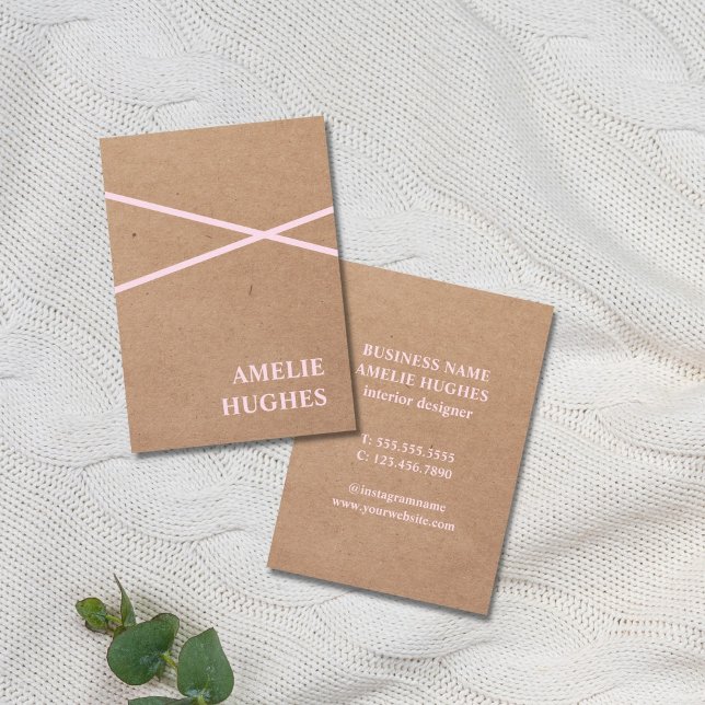 Modern Elegant Printed Kraft Paper Rose Lines Business Card (Creator Uploaded)
