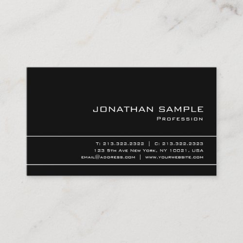 Modern Elegant Professional BW Simple Plain Business Card