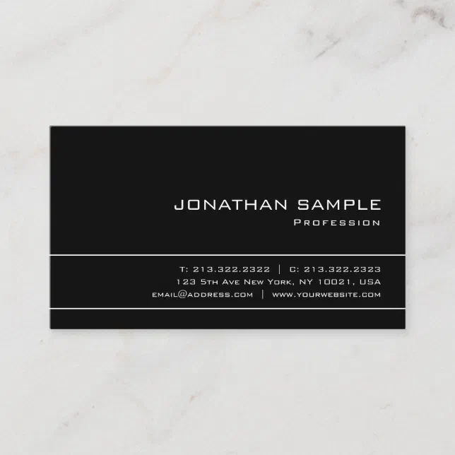 Modern Elegant Professional B&W Simple Plain Business Card | Zazzle