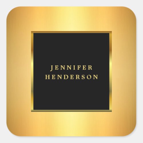 Modern elegant professional black and gold square sticker