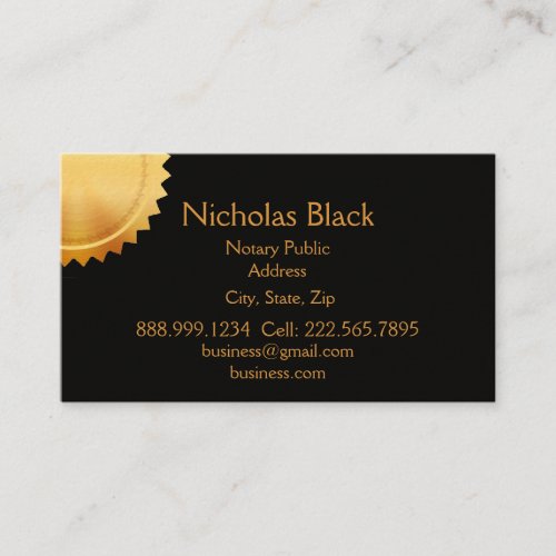 Modern Elegant Professional Black Gold Seal Business Card