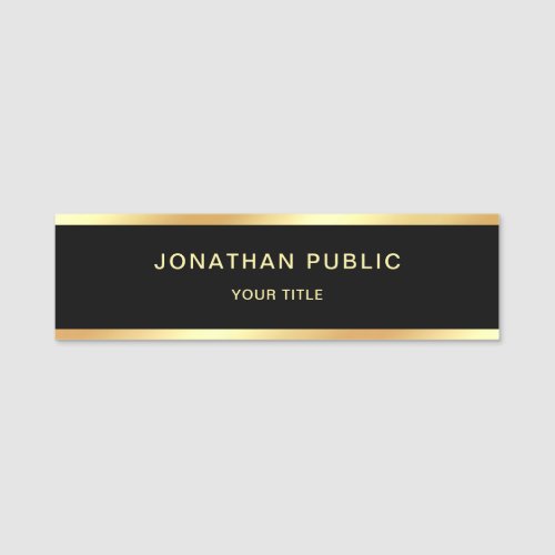 Modern Elegant Professional Black Gold Template Name Tag