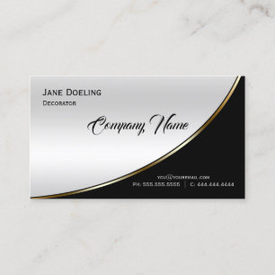 Modern Elegant Professional Black Light Silver Business Card