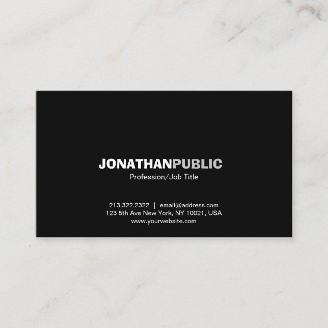 Modern Elegant Professional Black Simple Plain Business Card (Front)