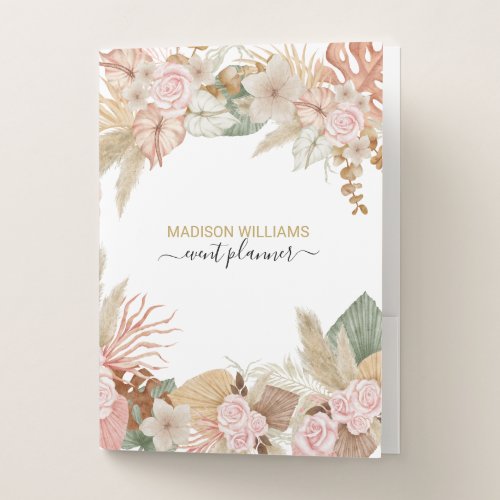 Modern Elegant Professional  Boho Floral Business Pocket Folder