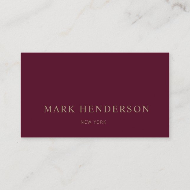 Modern Elegant Professional Burgundy Business Card (Front)