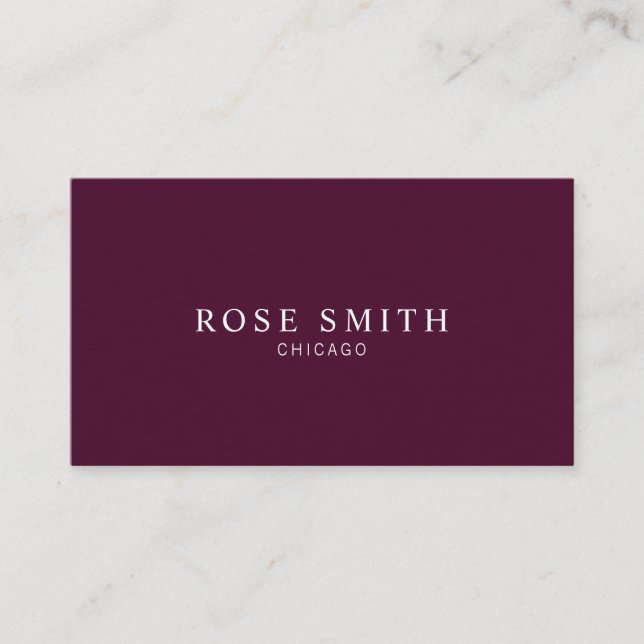 Modern Elegant Professional Burgundy Business Card (Front)