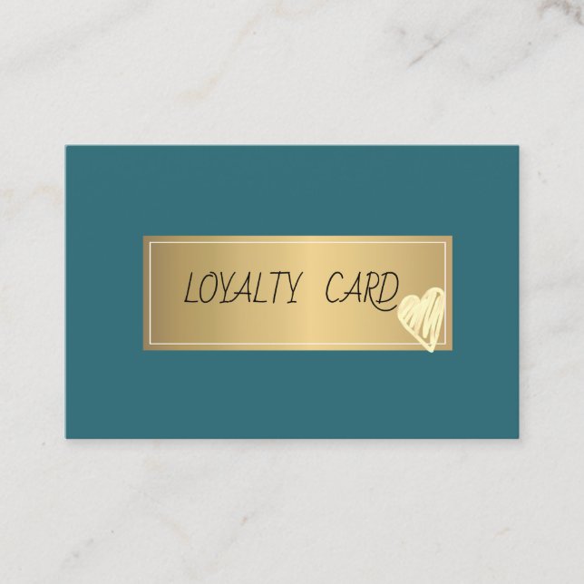 Modern Elegant Professional Cute Frame,Gold Heart Loyalty Card (Front)
