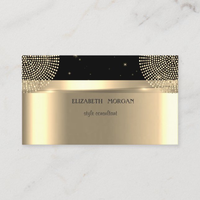 Modern Elegant Professional Dots  Gold,Black Business Card (Front)
