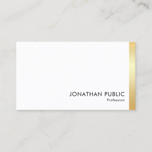 Modern Elegant Professional Faux Gold Personalized Business Card (Front)