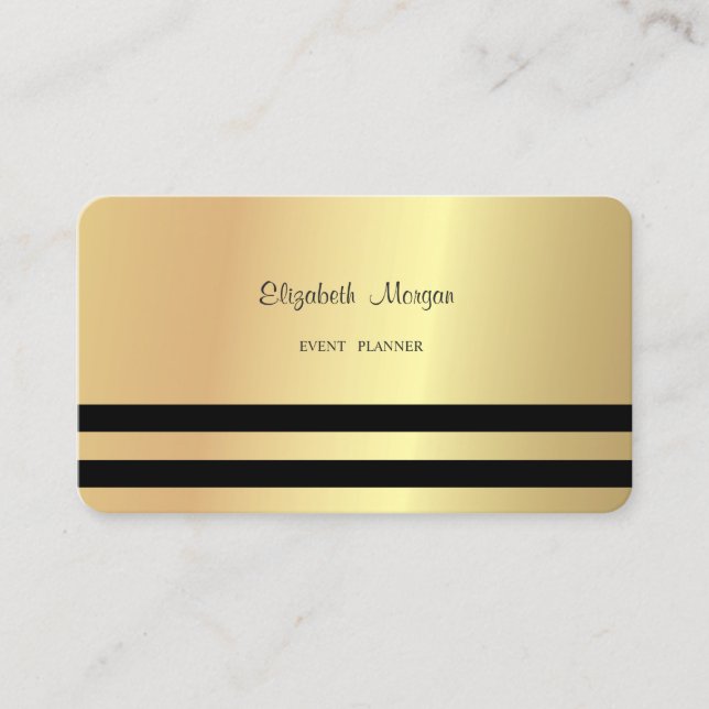 Modern Elegant  Professional Faux Gold,Striped Business Card (Front)