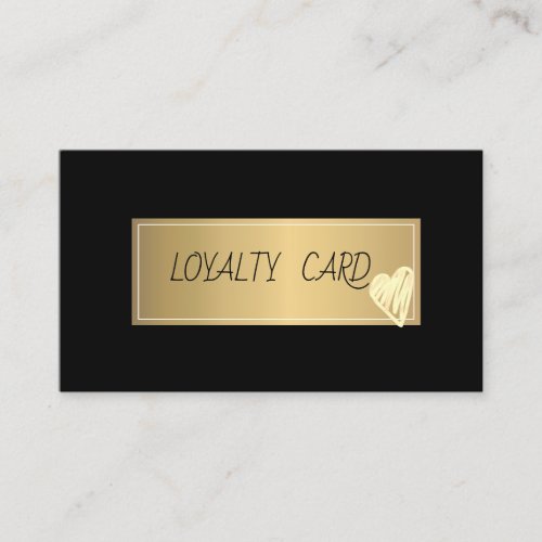 Modern Elegant Professional FrameGold Heart Black Loyalty Card