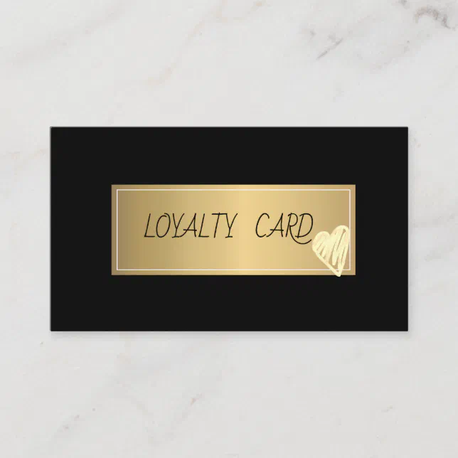 Loyal Frame Modern Elegant Professional Frame,Gold Heart Black Loyalty Card | Zazzle