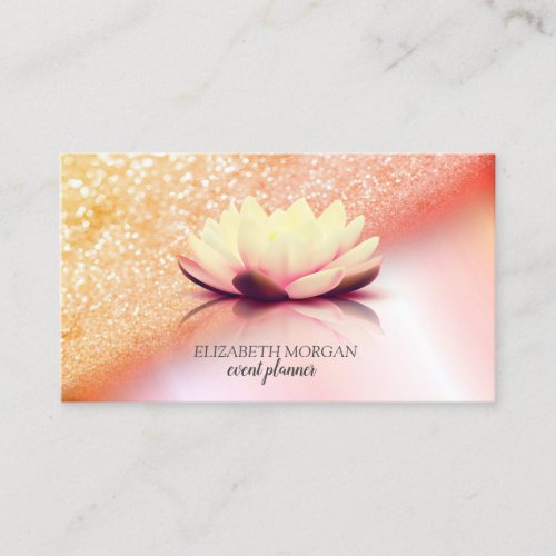 Modern Elegant Professional Glitter Bokeh Lotus  Business Card