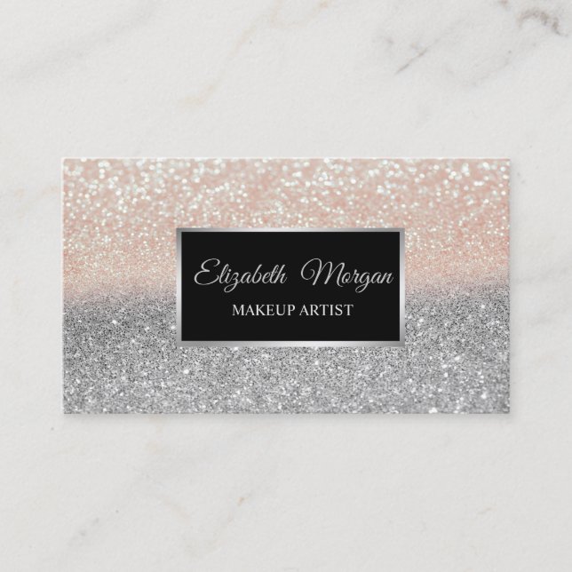 Modern Elegant Professional Glitter, Frame Business Card (Front)