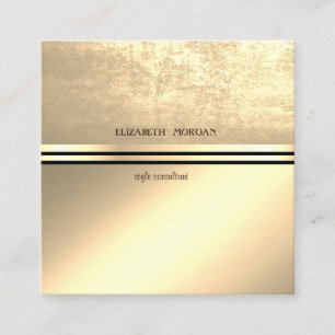 Modern Elegant Professional Gold, Black Stripe Square Business Card