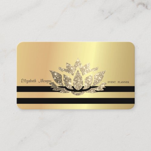 Modern Elegant  Professional Gold LotusStriped  Business Card