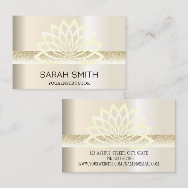 Modern Elegant Professional golden, lotus flower   Business Card (Front/Back)
