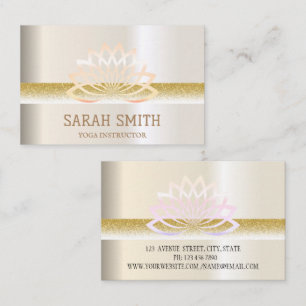 Modern Elegant Professional golden, lotus flower Business Card