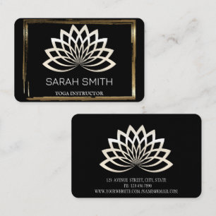 Modern Elegant Professional golden, lotus flower Business Card