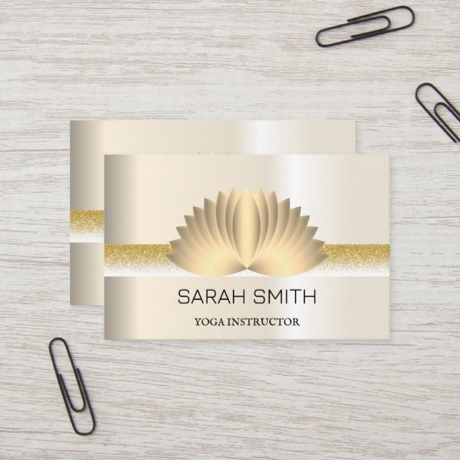 Modern Elegant Professional golden, lotus flower   Business Card (Front/Back In Situ)