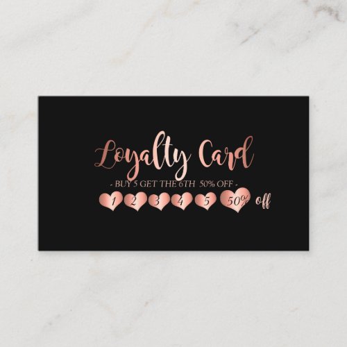 Modern Elegant Professional Hearts Black Loyalty Card