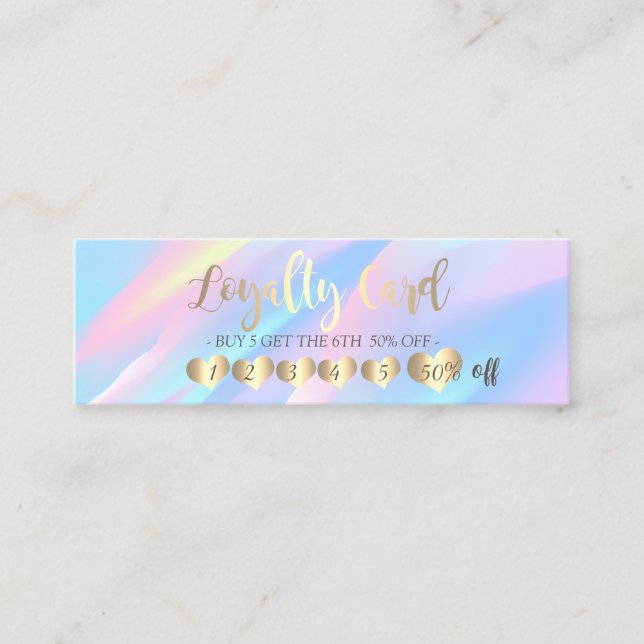 Modern Elegant Professional Hearts Holograaphic Loyalty Card (Front)
