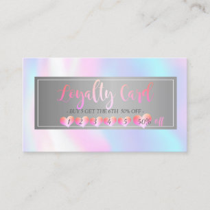 Modern Elegant Professional Hearts, Holographic Loyalty Card