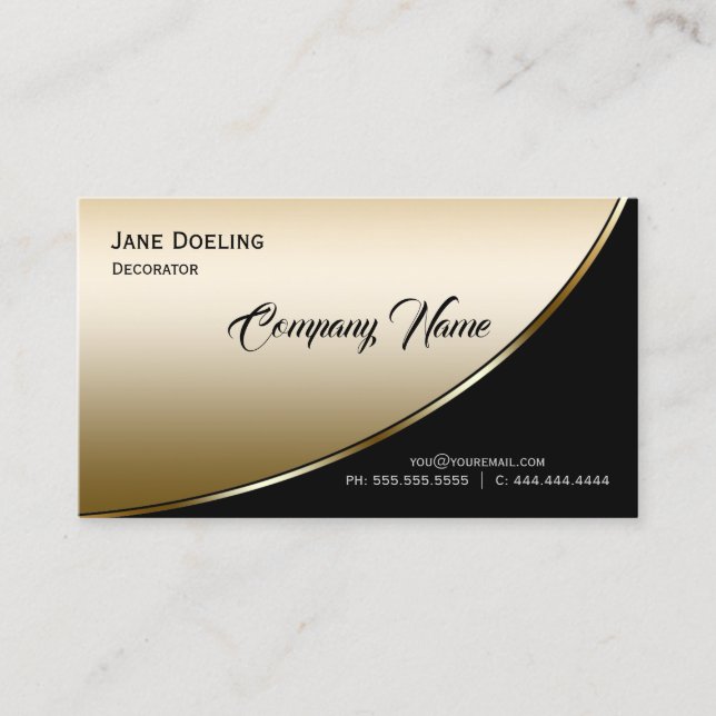 Modern Elegant Professional Highlight Black Gold Business Card (Front)